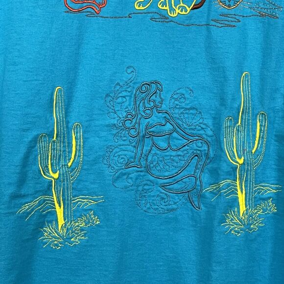 Fruit‎ of the Loom Tank Top Embroidered Women Size 4XL Art-to-Wear Blue Cotton - Picture 10 of 13